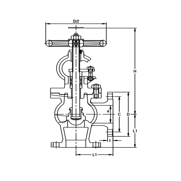 JIS F7318 150A Cast Steel Angle Valve - JIS Marine Valve - Hi-Sea Stocks